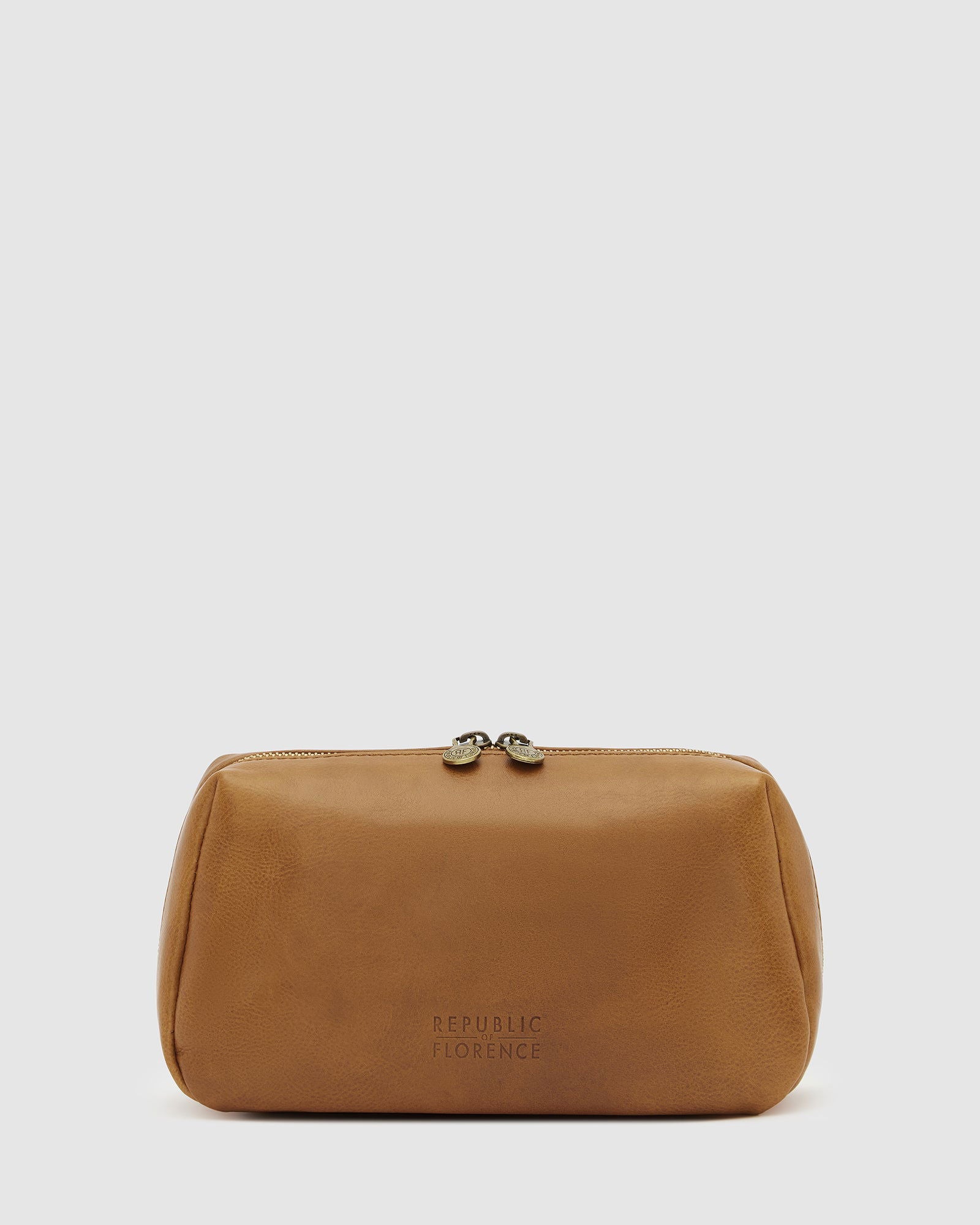 Otto Dopp Kit Matt Tan - Leather Toiletry Bag - Republic of Florence