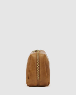 Otto Dopp Kit Matt Tan - Leather Toiletry Bag - Republic of Florence