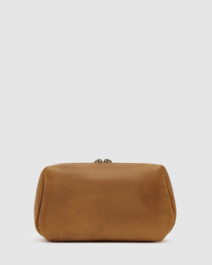Otto Dopp Kit Matt Tan - Leather Toiletry Bag - Republic of Florence