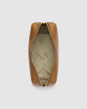 Otto Dopp Kit Matt Tan - Leather Toiletry Bag - Republic of Florence