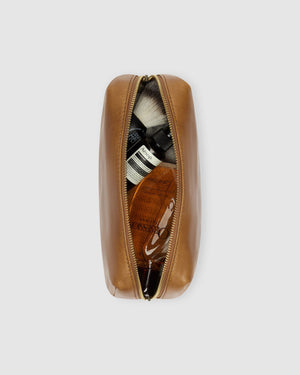Otto Dopp Kit Matt Tan - Leather Toiletry Bag - Republic of Florence