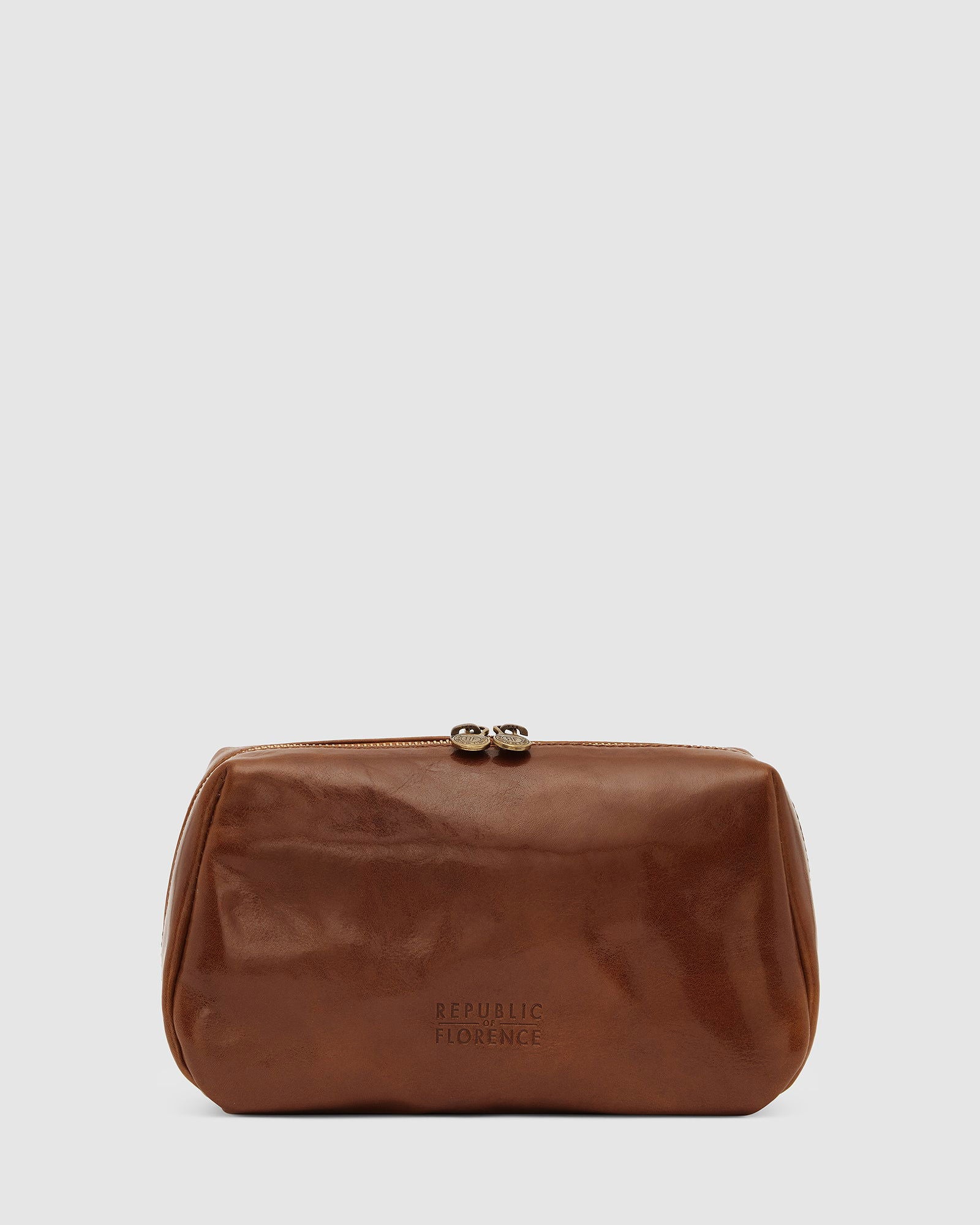 Otto Dopp Kit Tan - Leather Toiletry Bag - Republic of Florence