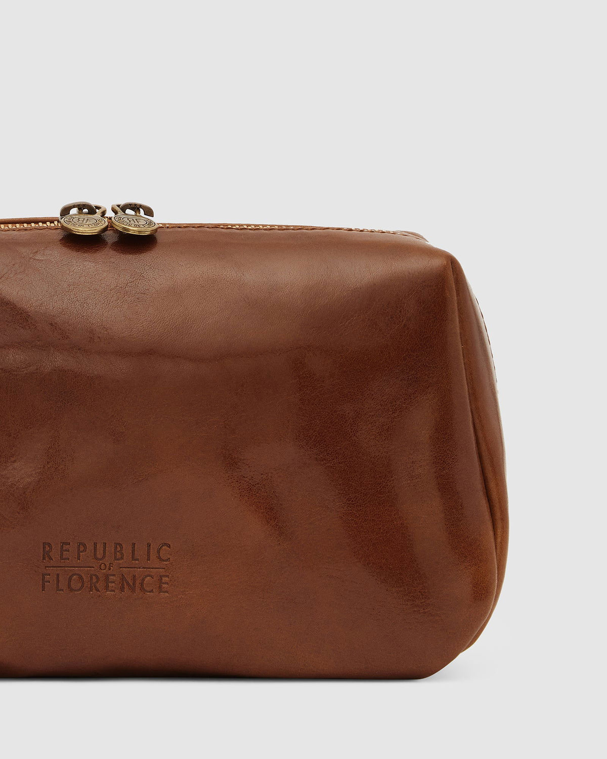 Otto Dopp Kit Tan - Leather Toiletry Bag - Republic of Florence
