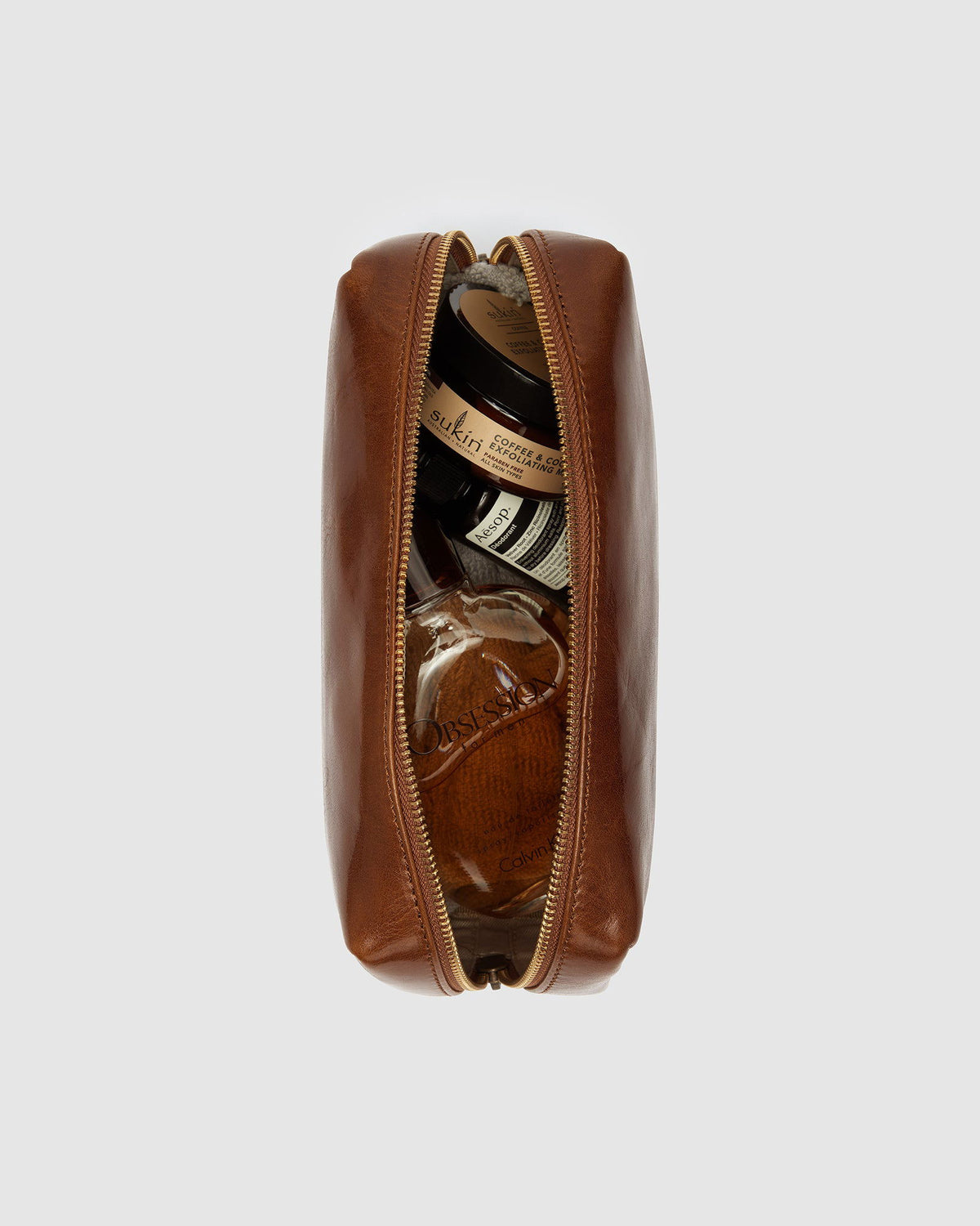 Otto Dopp Kit Tan - Leather Toiletry Bag - Republic of Florence