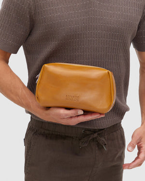 Otto Dopp Kit Yellow - Leather Toiletry Bag - Republic of Florence
