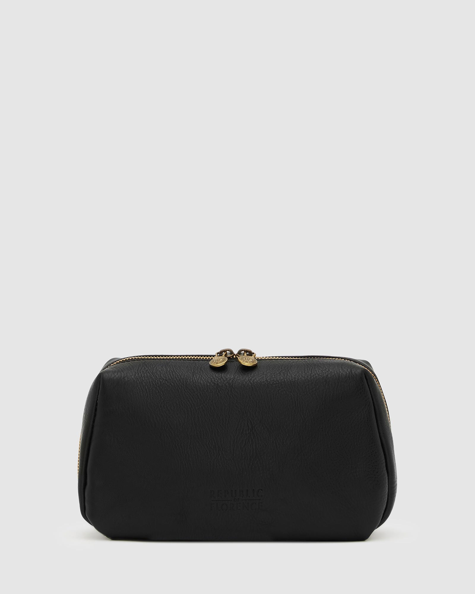 Otto Matt Black - Leather Toiletry Bag - Republic of Florence