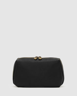 Otto Matt Black - Leather Toiletry Bag - Republic of Florence