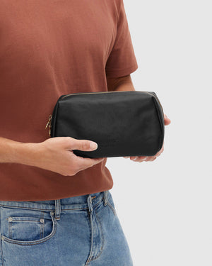Otto Matt Black - Leather Toiletry Bag - Republic of Florence