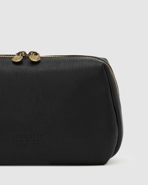 Otto Matt Black - Leather Toiletry Bag - Republic of Florence