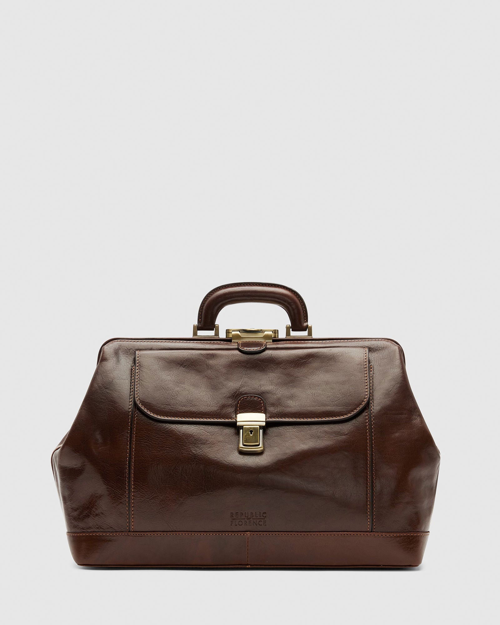 Panacea Brown - Leather Doctor Bag - Republic of Florence