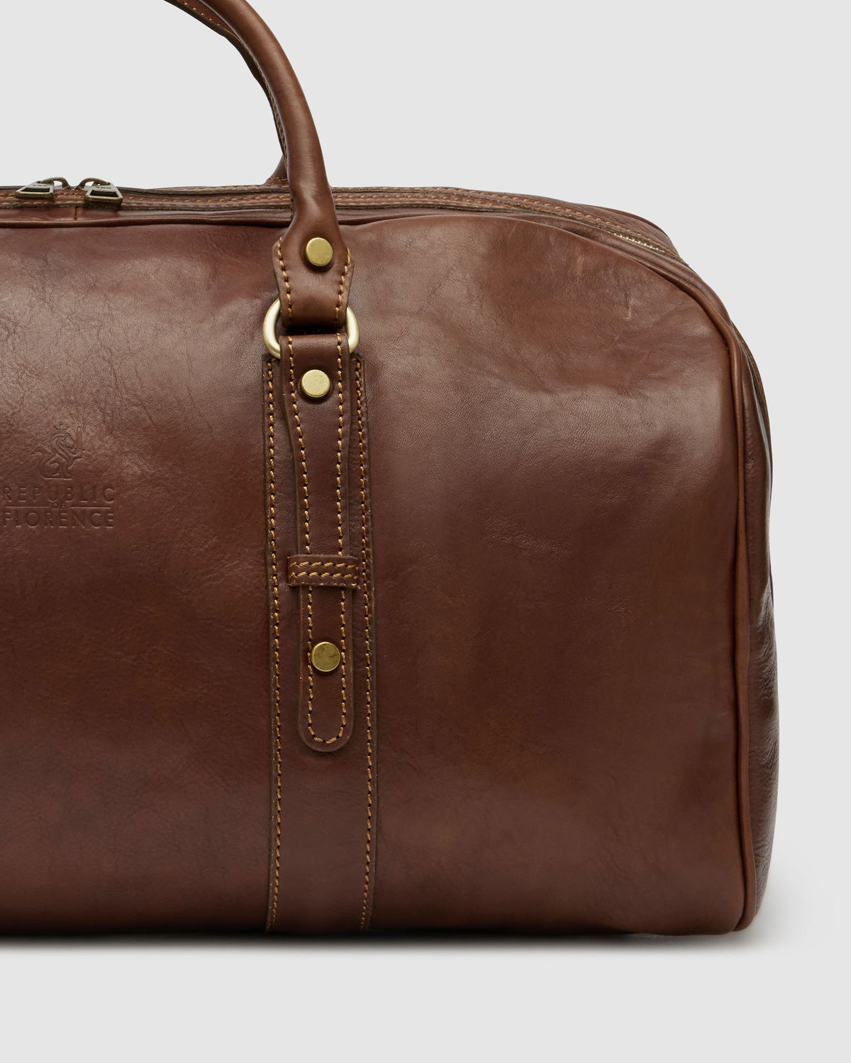 Polo Medium Brown - Leather Duffle Bag - Republic of Florence