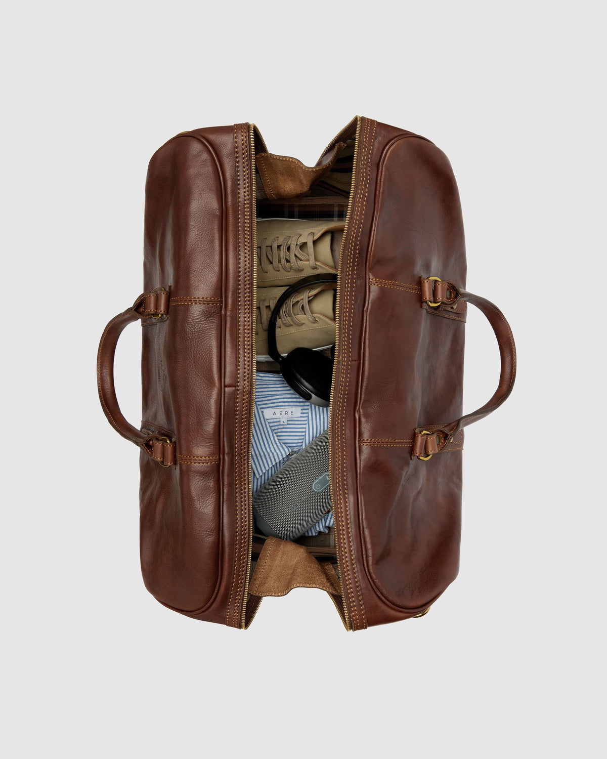 Polo Medium Brown - Leather Duffle Bag - Republic of Florence