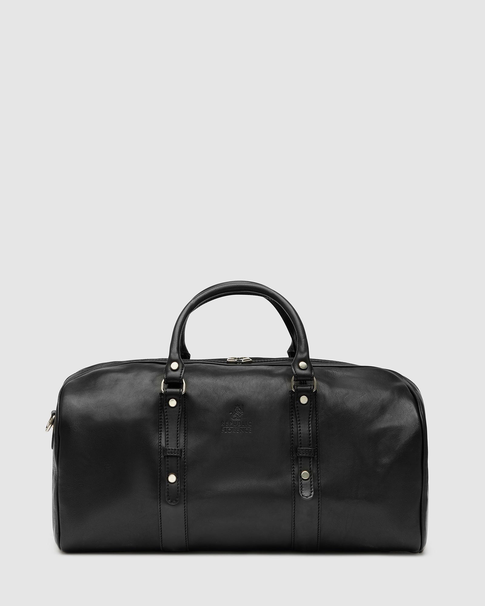 Polo Medium Matt Black - Leather Duffle Bag - Republic of Florence