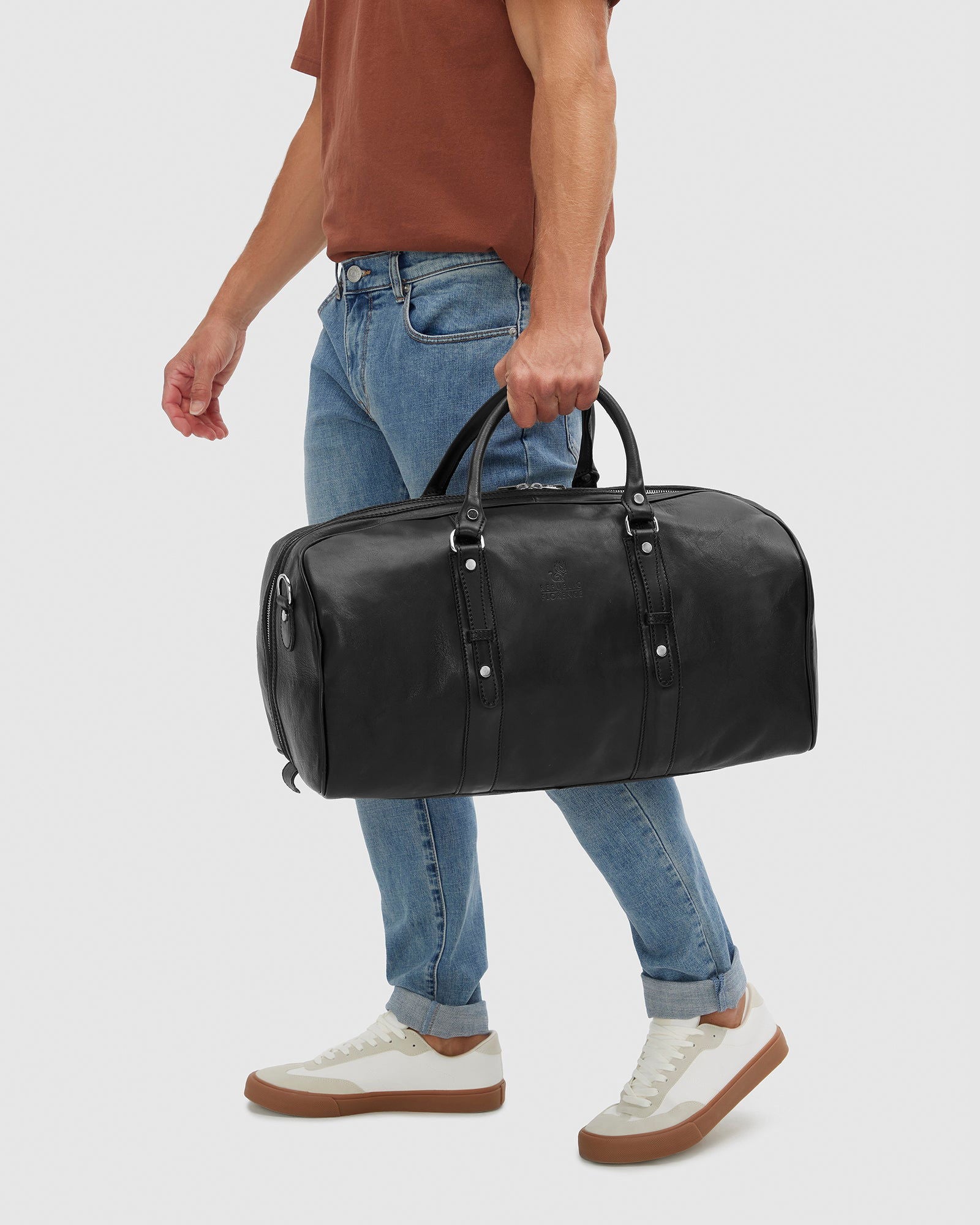 Polo Medium Matt Black - Leather Duffle Bag - Republic of Florence