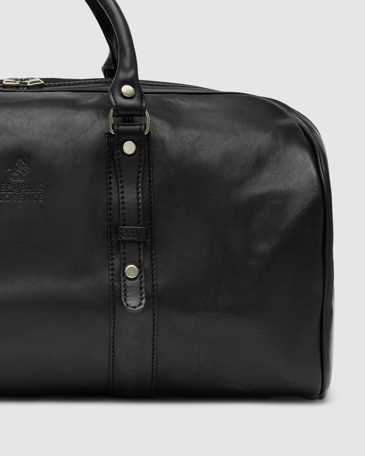 Polo Medium Matt Black - Leather Duffle Bag - Republic of Florence