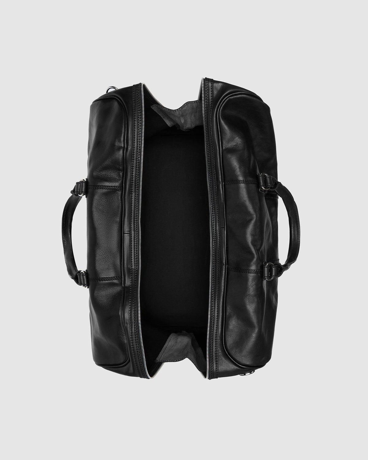 Polo Medium Matt Black - Leather Duffle Bag - Republic of Florence