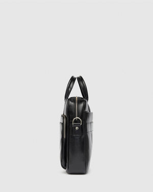 Pretoria Black - Leather Laptop Briefcase - Republic of Florence