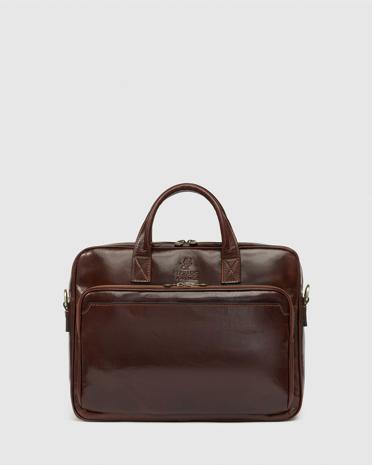 Pretoria Brown - Leather Laptop Briefcase - Republic of Florence