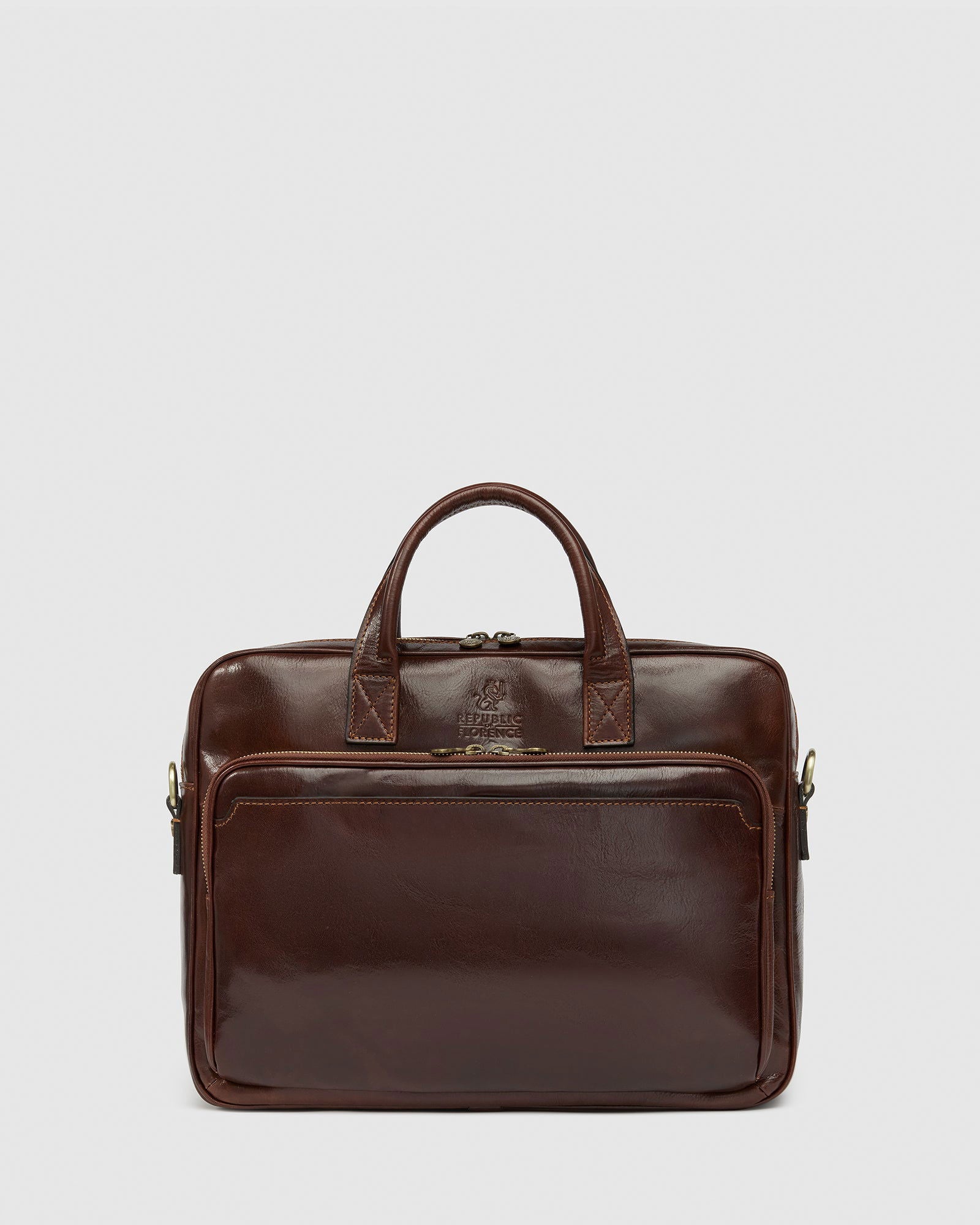 Pretoria Brown - Leather Laptop Briefcase - Republic of Florence