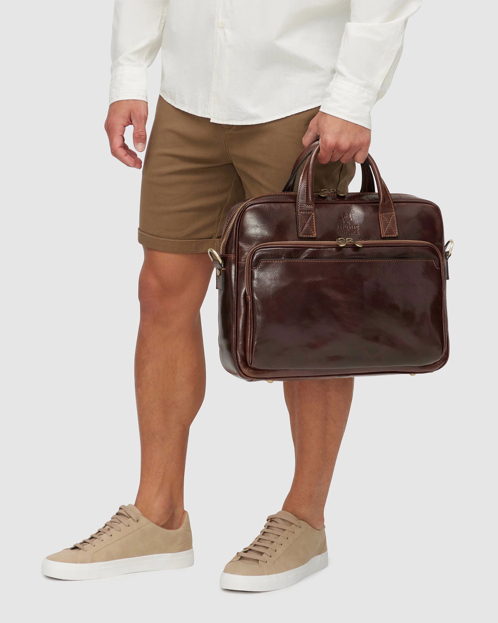 Pretoria Brown - Leather Laptop Briefcase - Republic of Florence