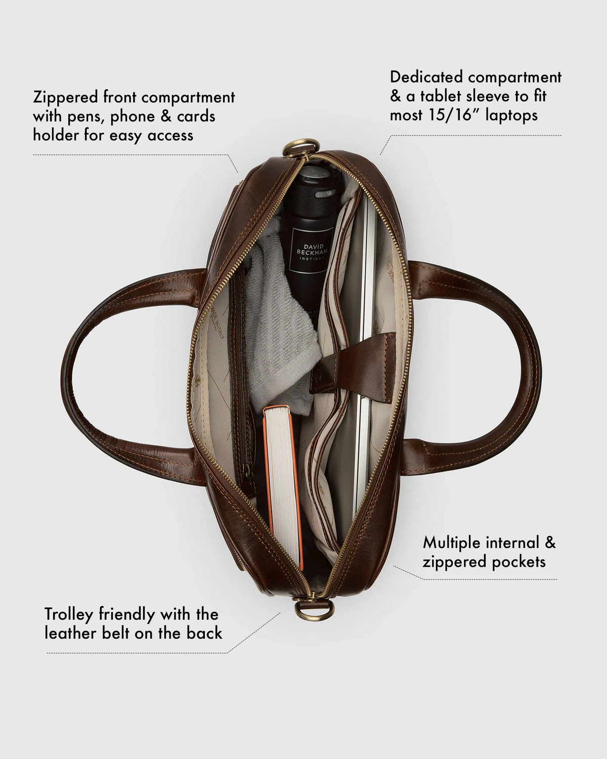 Pretoria Brown - Leather Laptop Briefcase - Republic of Florence