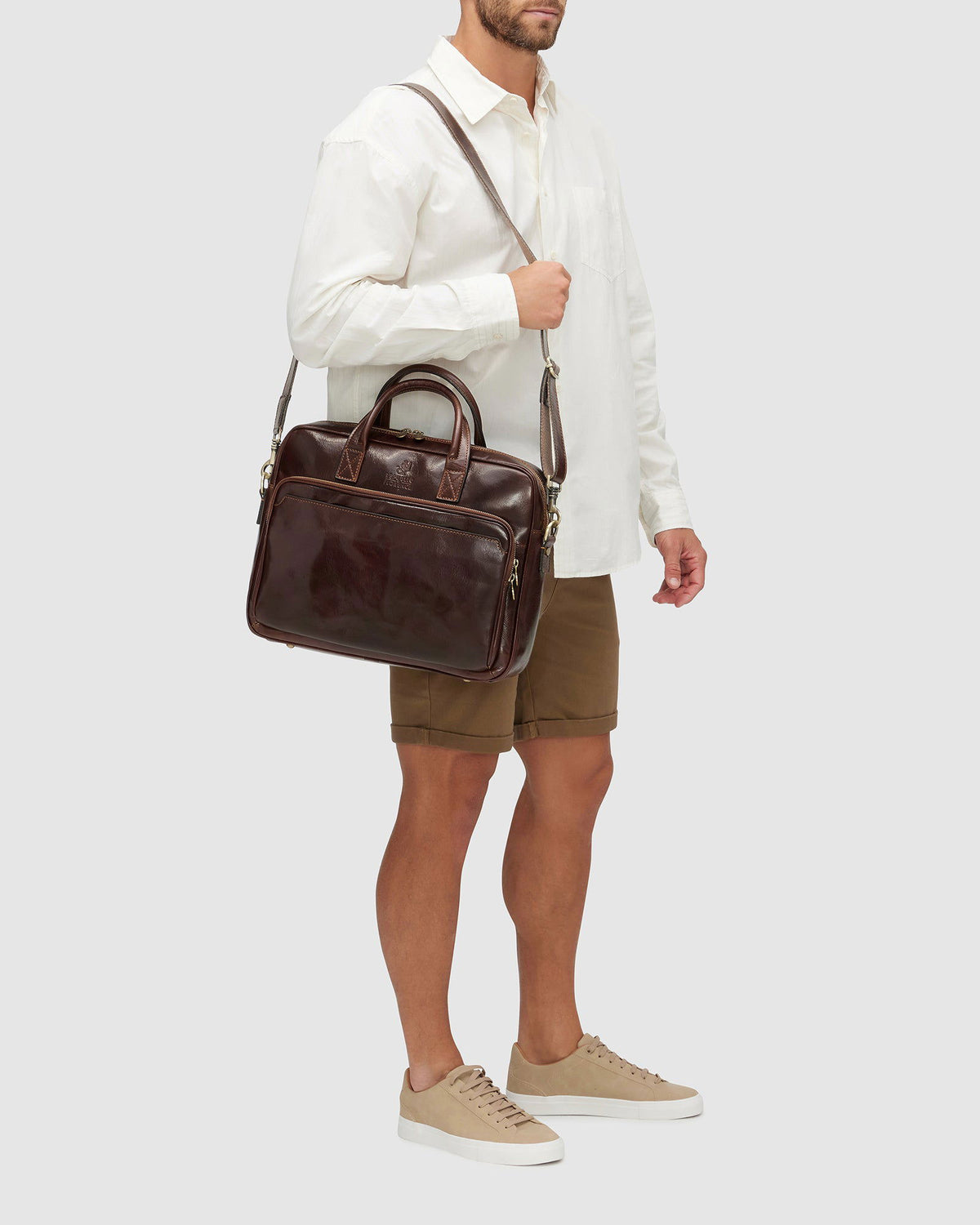 Pretoria Brown - Leather Laptop Briefcase - Republic of Florence