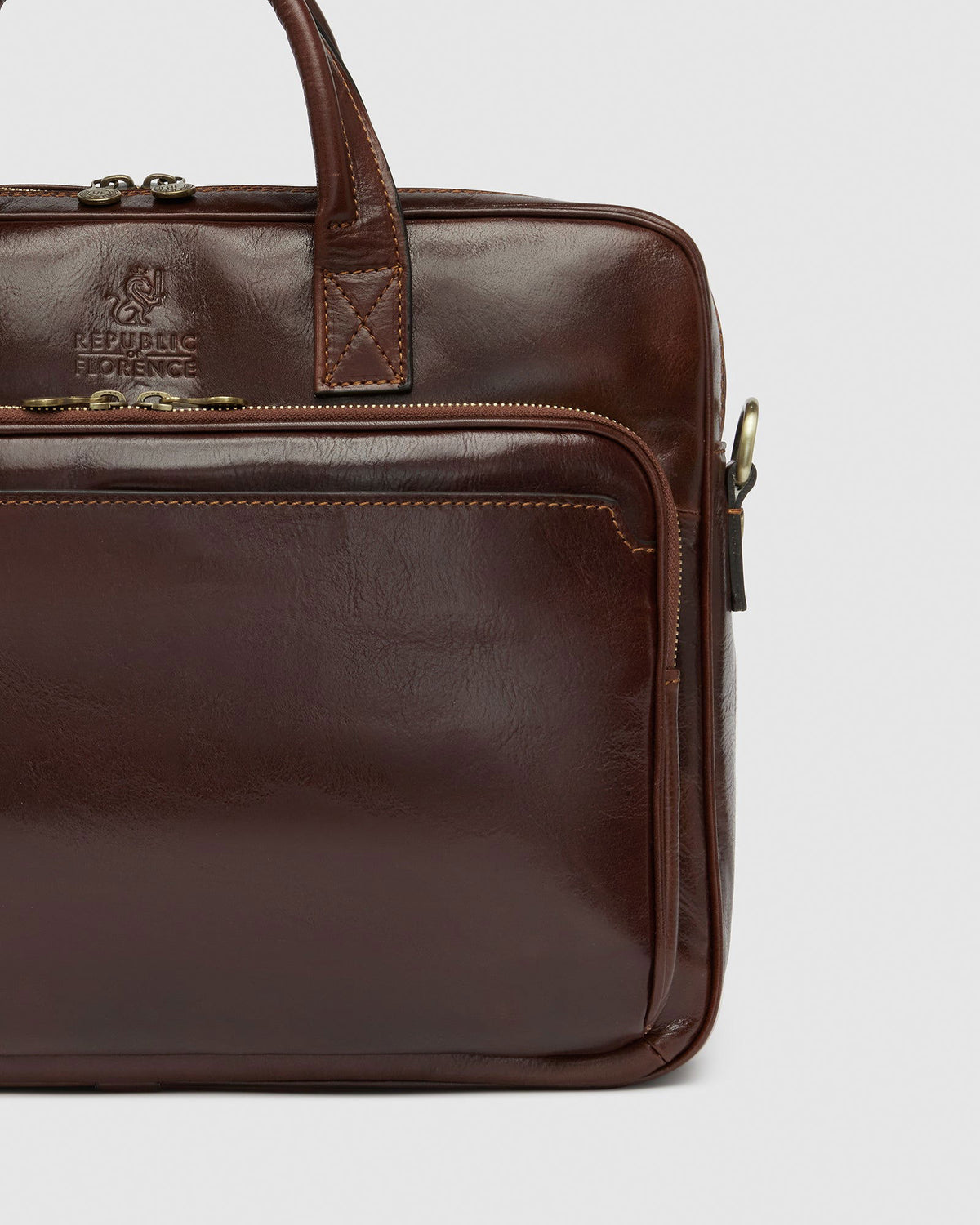 Pretoria Brown - Leather Laptop Briefcase - Republic of Florence