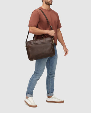 Pretoria Espresso - 15" Leather Laptop Briefcase