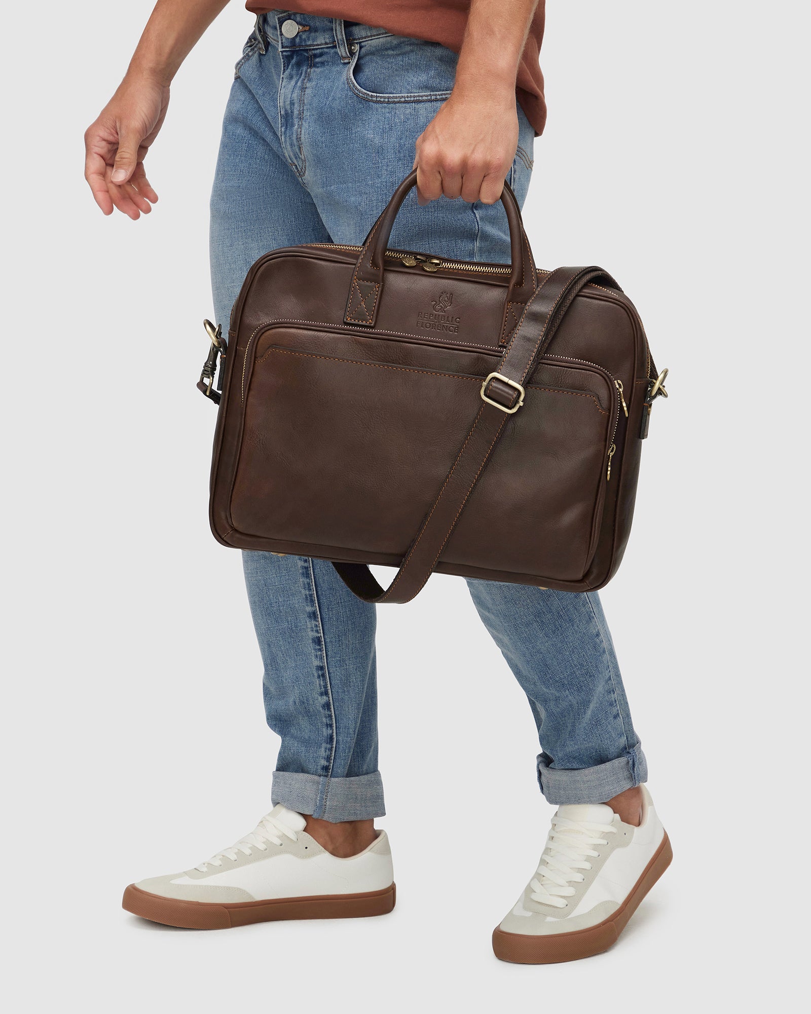 Pretoria Matt Chocolate - Leather Laptop Briefcase - Republic of Florence