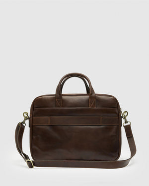Pretoria Matt Chocolate - Leather Laptop Briefcase - Republic of Florence