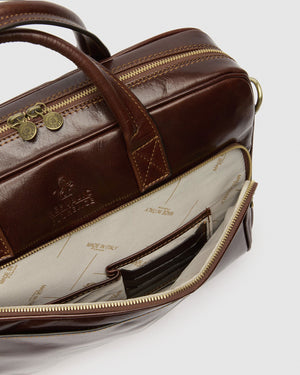 Pretoria Matt Chocolate - Leather Laptop Briefcase - Republic of Florence