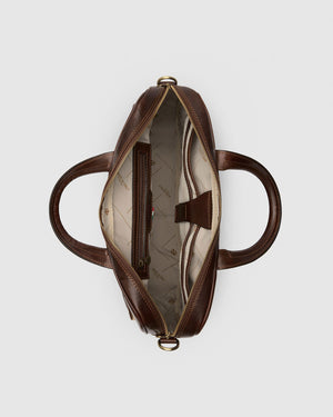 Pretoria Matt Chocolate - Leather Laptop Briefcase - Republic of Florence