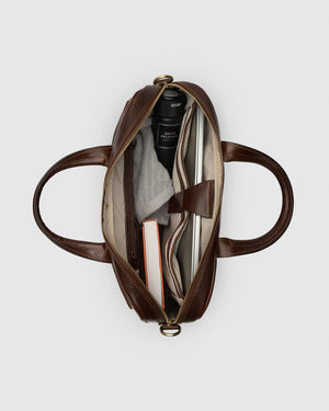 Pretoria Matt Chocolate - Leather Laptop Briefcase - Republic of Florence