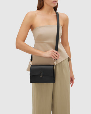 Allegra Black - Leather Crossbody Bag