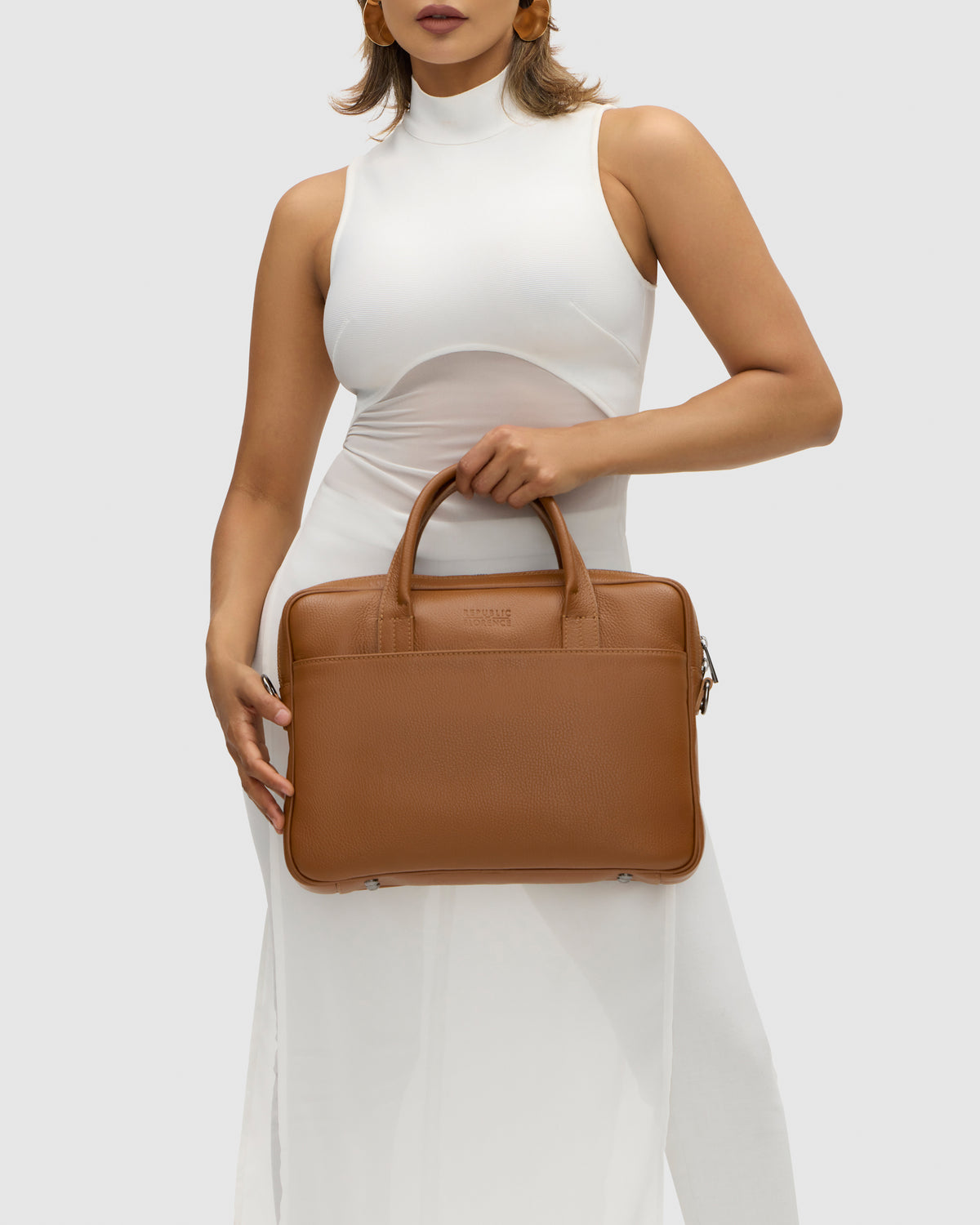 Glasgow Pebble Tan - 14" Leather Briefcase