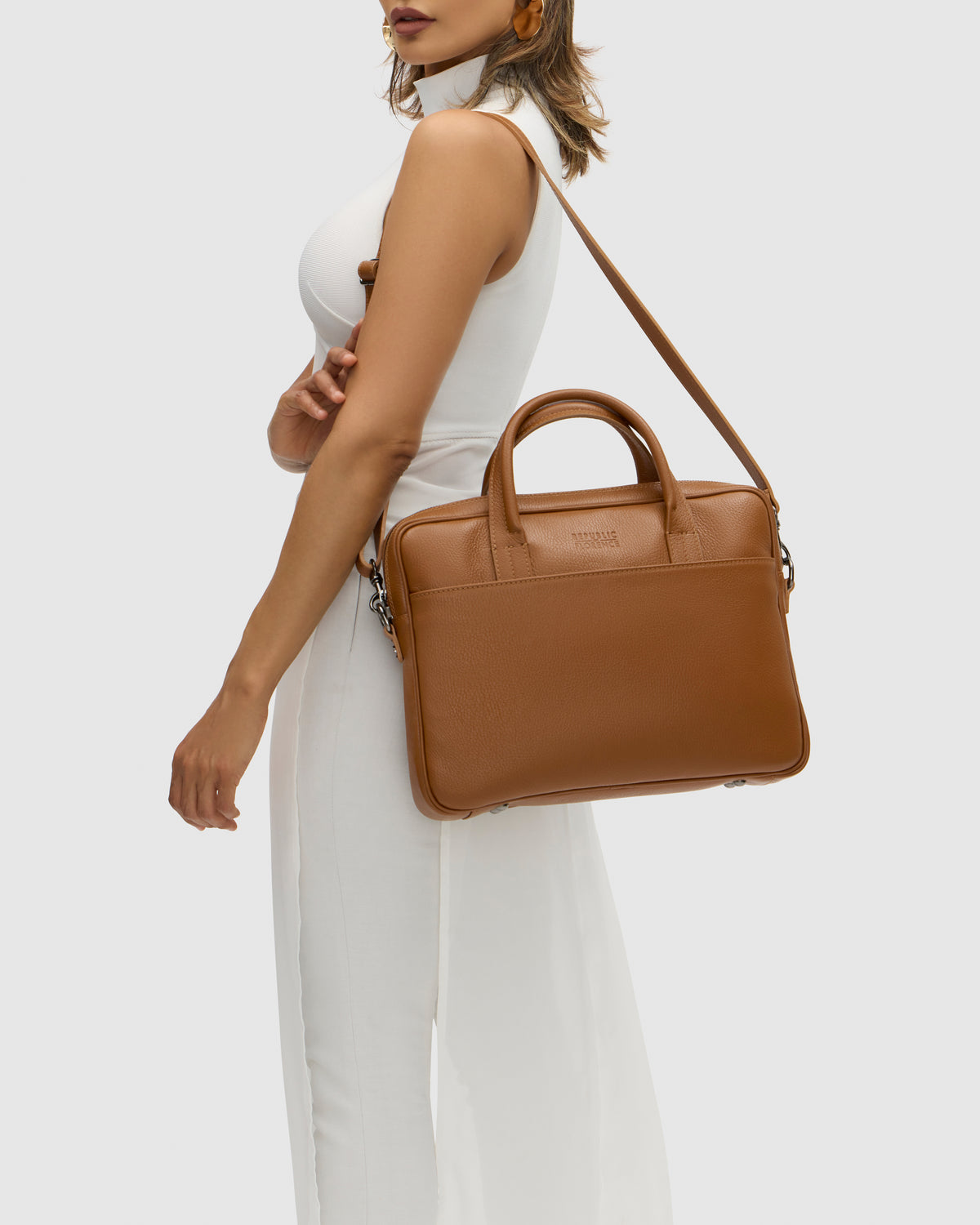 Glasgow Pebble Tan - 14" Leather Briefcase