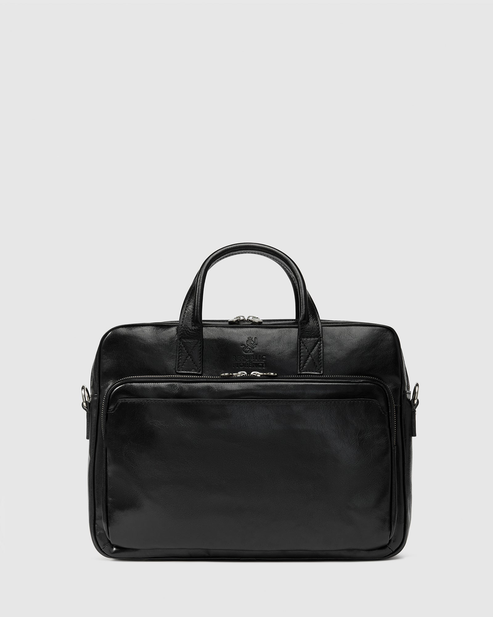 Pretoria Black - Leather Laptop Briefcase