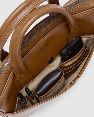 Glasgow Pebble Tan - 14" Leather Briefcase