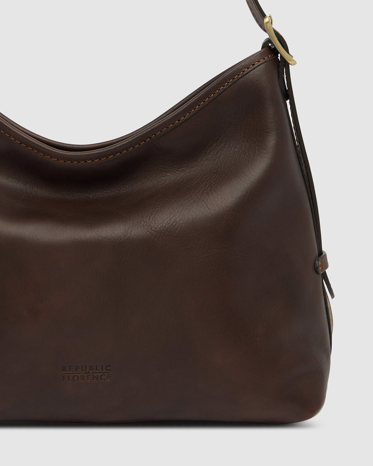 Sophia Espresso - Leather Shoulder Bag