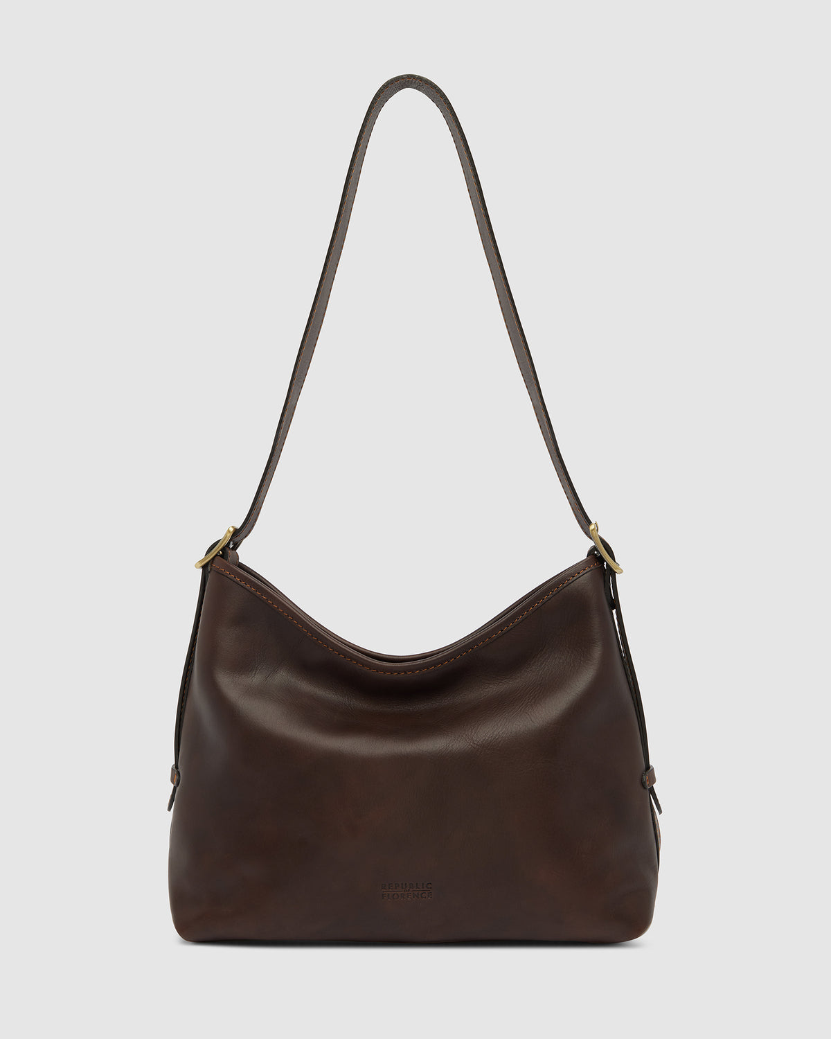 Sophia Espresso - Leather Shoulder Bag