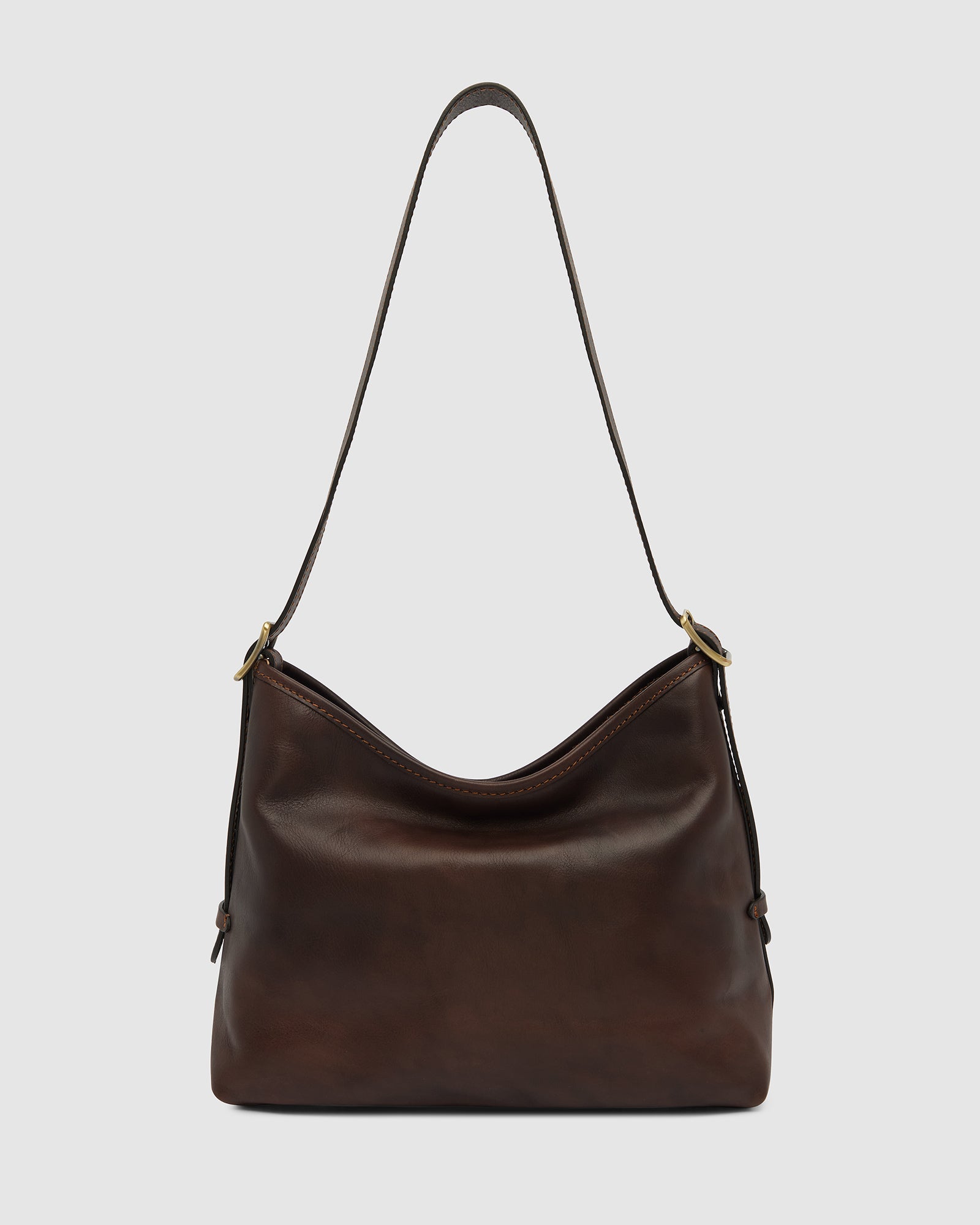 Sophia Espresso - Leather Shoulder Bag