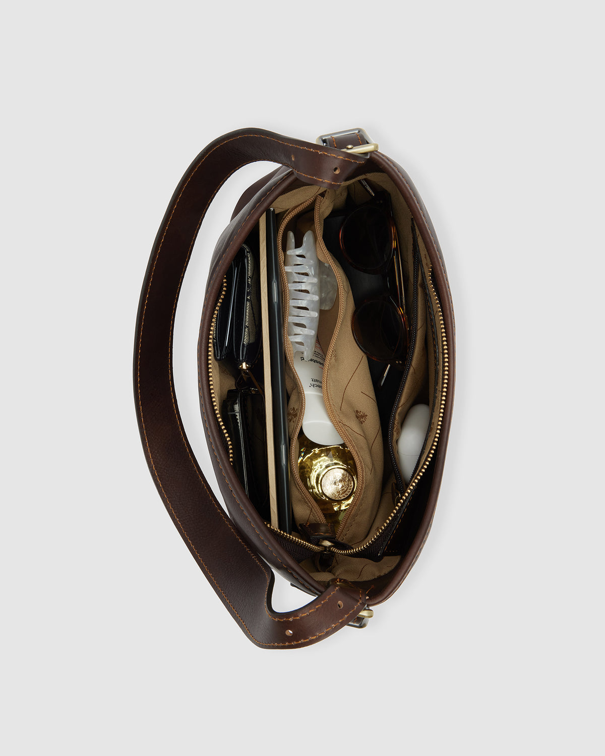 Sophia Espresso - Leather Shoulder Bag