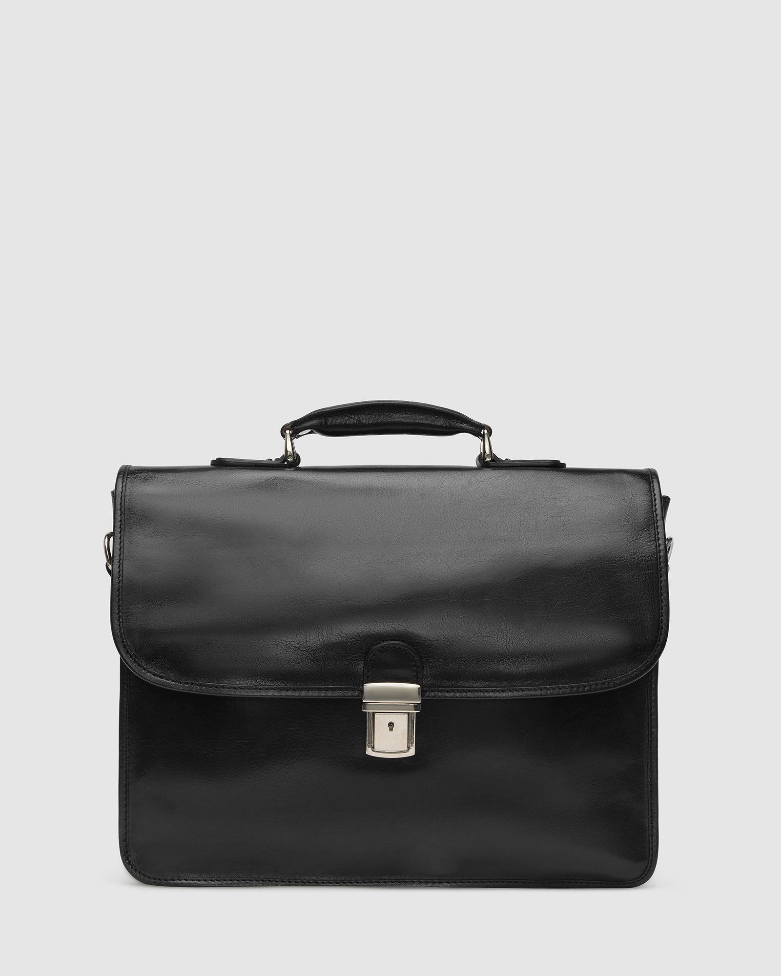 Milan Black - Leather Laptop Briefcase
