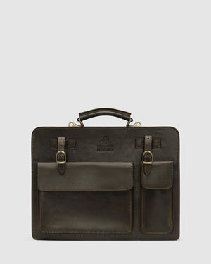 Munich Chocolate - Double Compartment Leather Briefcase