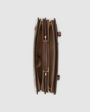 Munich Brown - Double Compartment Leather Briefcase