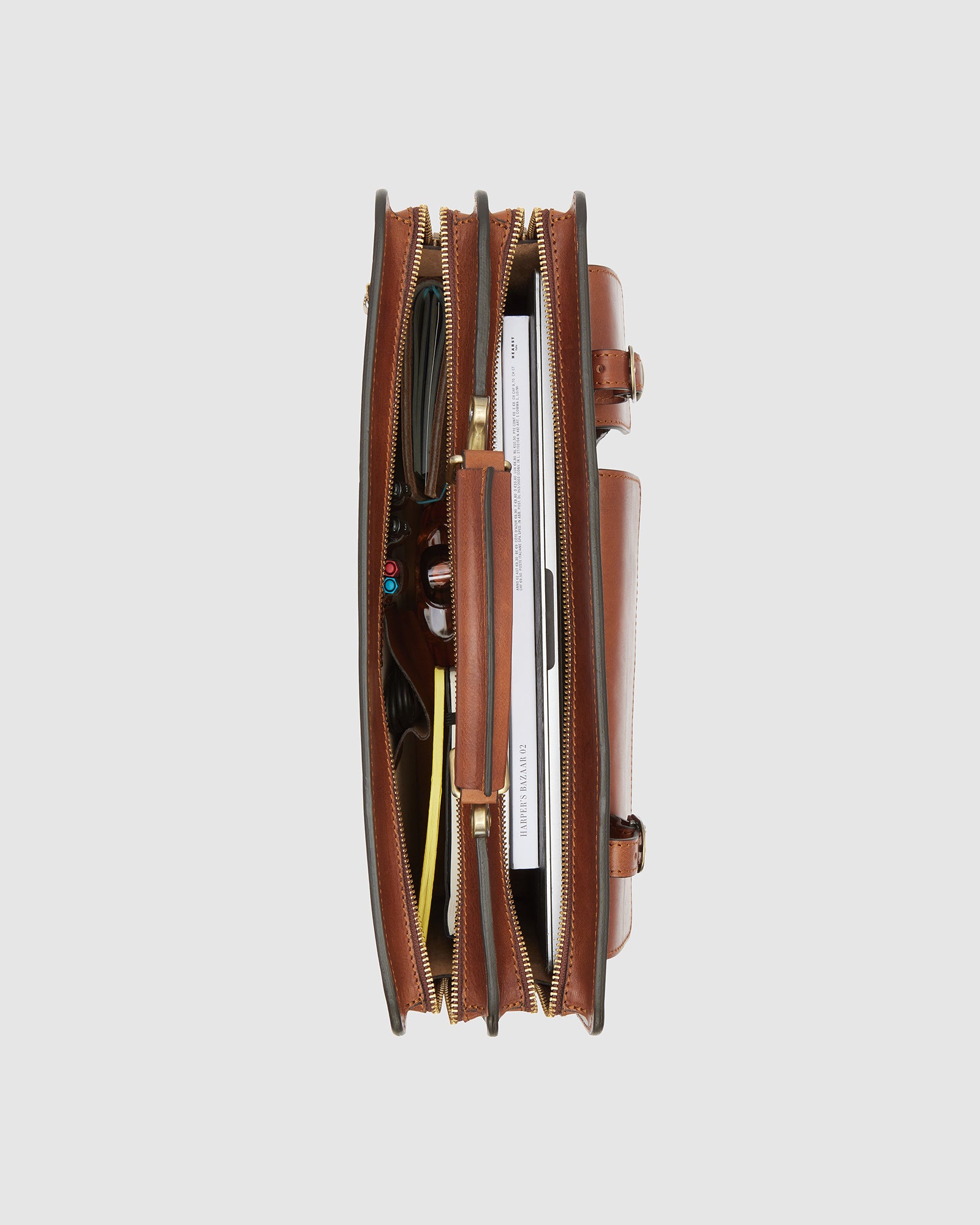 Munich Matt Brown - Double Compartment Leather Briefcase