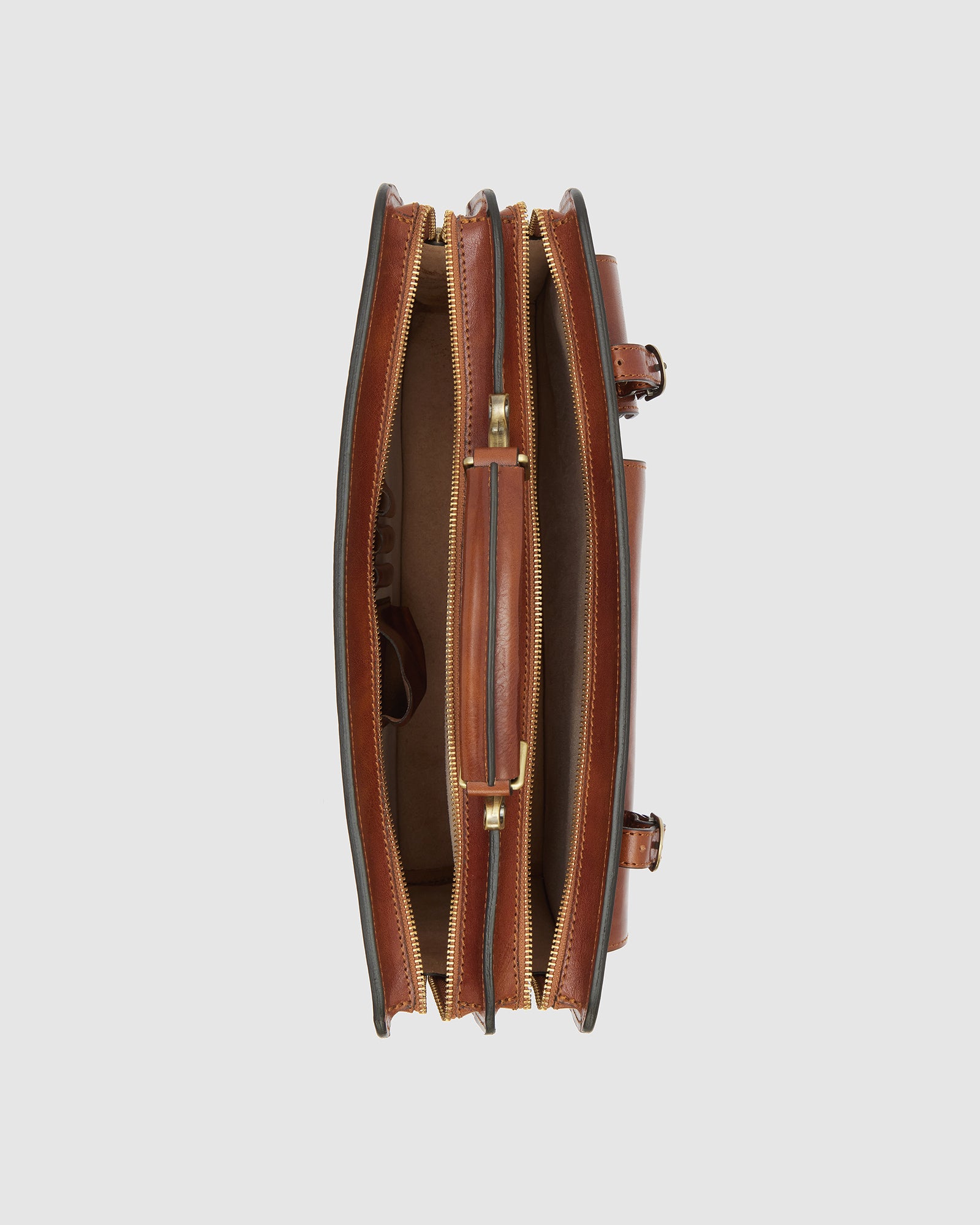 Munich Tan - Double Compartment Leather Briefcase