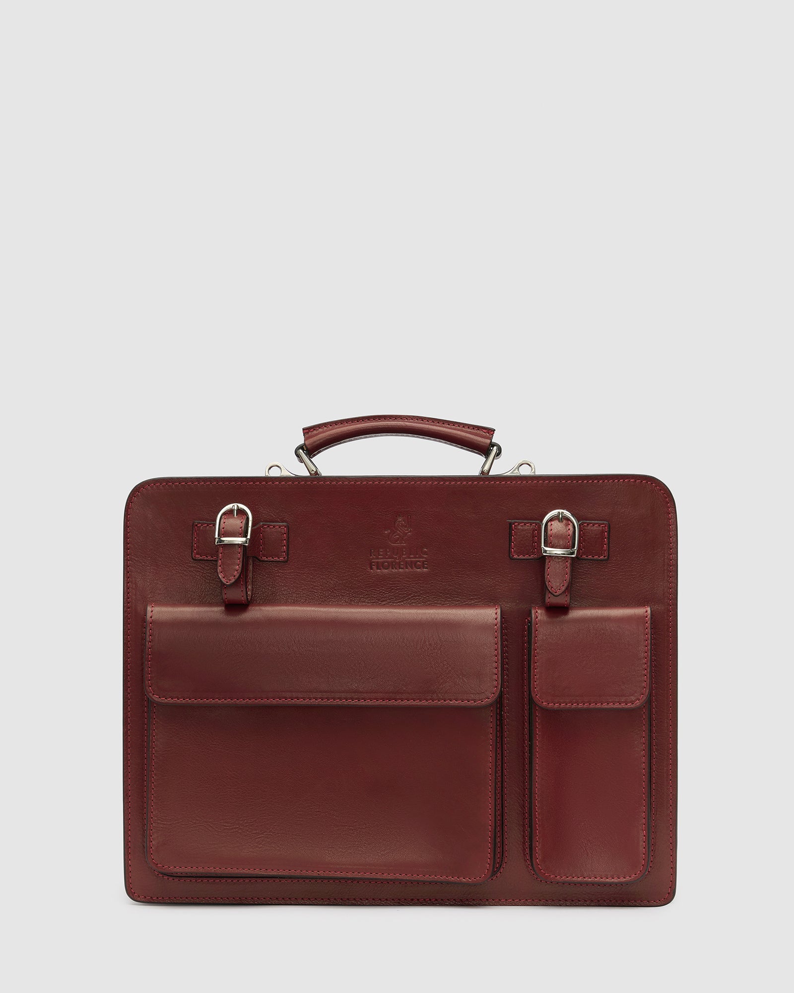Munich Red - Double Compartment Leather Briefcase
