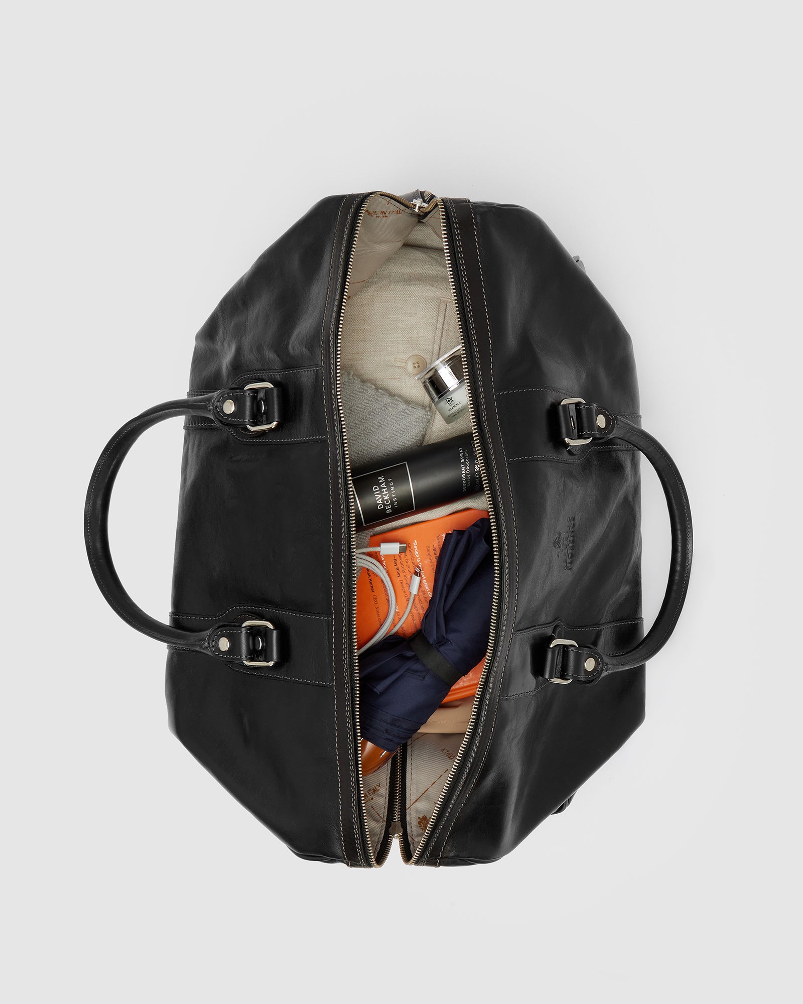 Beltrami Black - Leather Weekender Bag