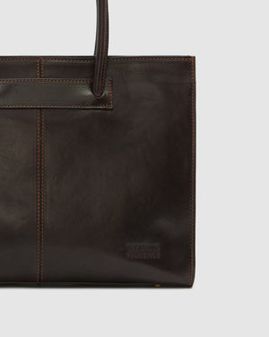 Florence Chocolate - Leather Woman Briefcase
